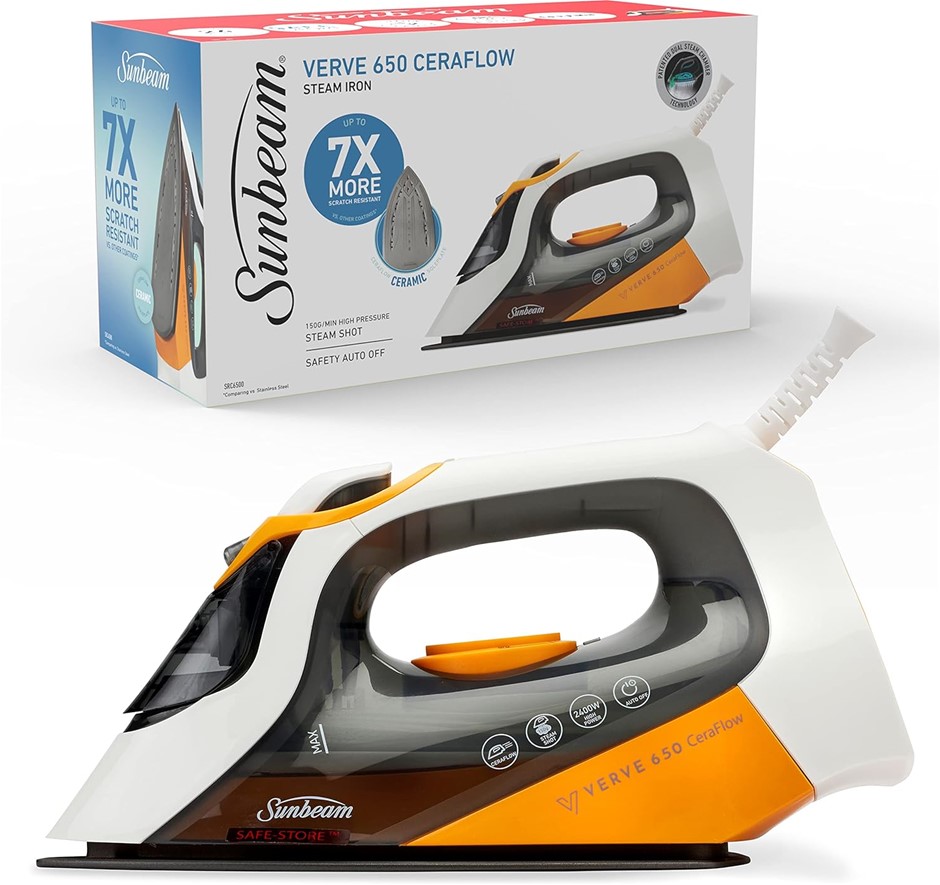 SUNBEAM Verve 650 CeraFlow Steam Iron, 150g/min Steam Output, 2400W, 300ml,