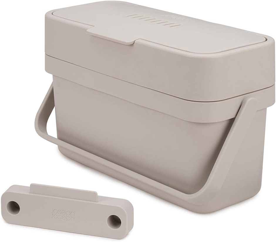 JOSEPH JOSEPH 4L Easy-Fill Food Waste Caddy, Stone. NB: Missing The Surface