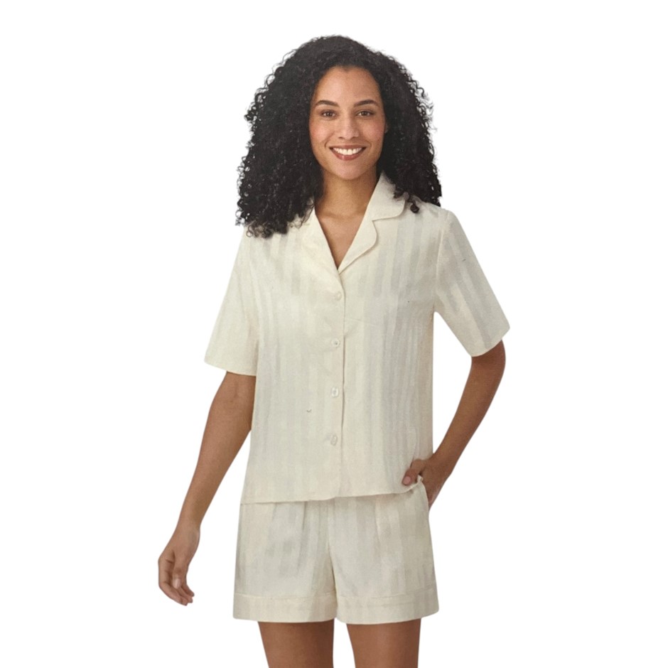 MIDNIGHT By CAROLE HOCHMAN Women's 2pc Satin PJs, Size XL, Ivory.