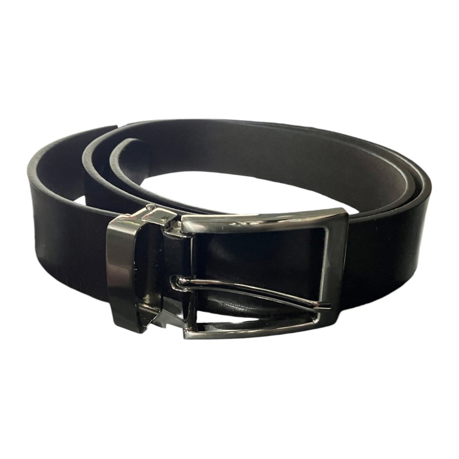 BUCKLE Men's Solid Hide Leather Belt, Size 102cm (40"), Genuine Leather, Da