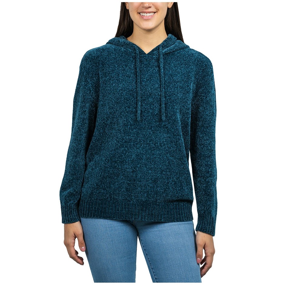 JACHS Women's Chenille Hoodie, Size M, Teal. NB: may have some areas visual