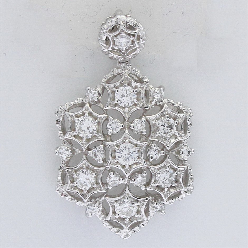 Hexagonal shaped diamond platinum pendant