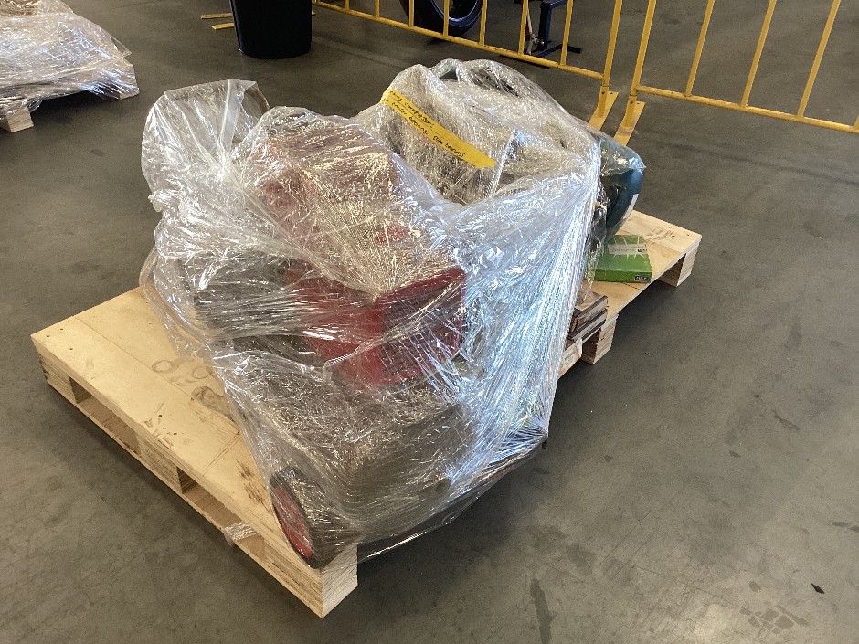<p>Pallet containing assorted machine bearings and compressors</p>