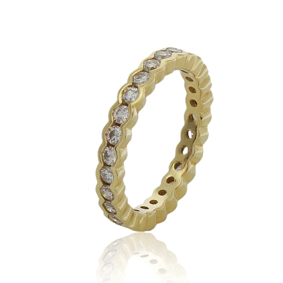 18Ct Yellow Gold Diamond Eternity Ring Narrow Parallel Shank Polished P 750