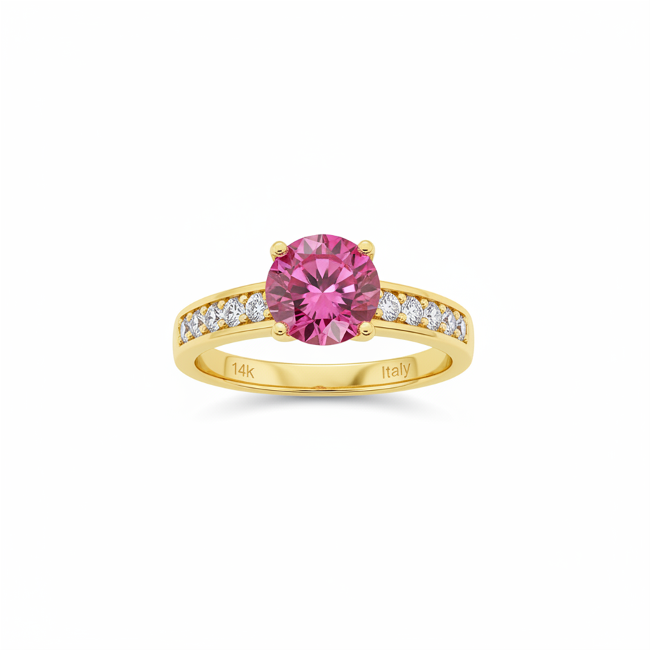 14K/Italy 1.0ct Pink Yellow Gold Filled Ring(stamped)Warranty Quality-6US