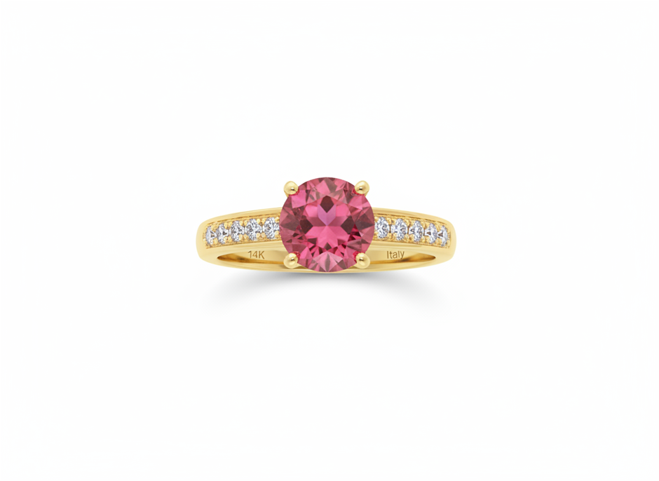 14K/Italy 1.0ct Ruby Stone Yellow Gold Filled Ring(stamped)-8US-Bonus Gift