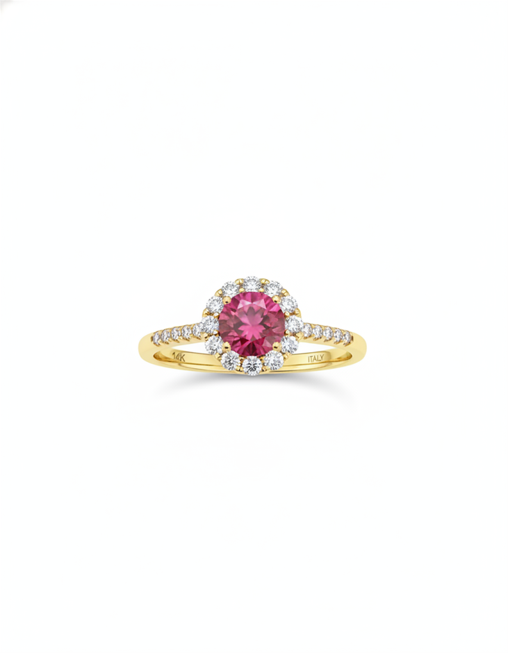 14K/Italy 1.0ct Ruby Stone Yellow Gold Filled Ring(stamped)-9US-Bonus Gift