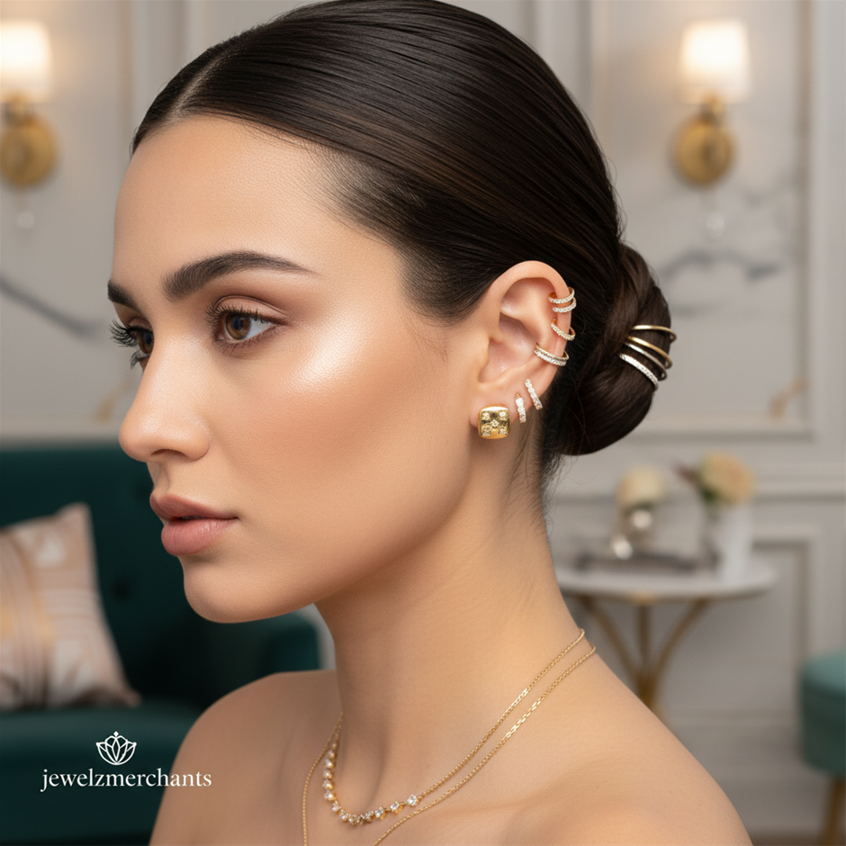22K/Italy Gold Filled Earring -(stamped 22K/Italy)-Warranty Quality-Bonus