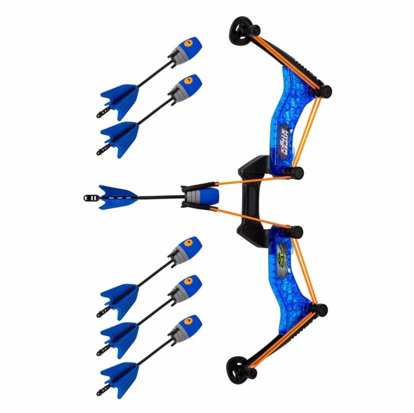 ZING Hyper Strike Bow w/ 6 Arrows, Blue. N.B: Damaged packaging.