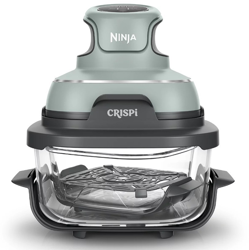 NINJA Crispi 4-in-1 Portable Glass Air Fryer, Sage Green, FN101SGANZ.