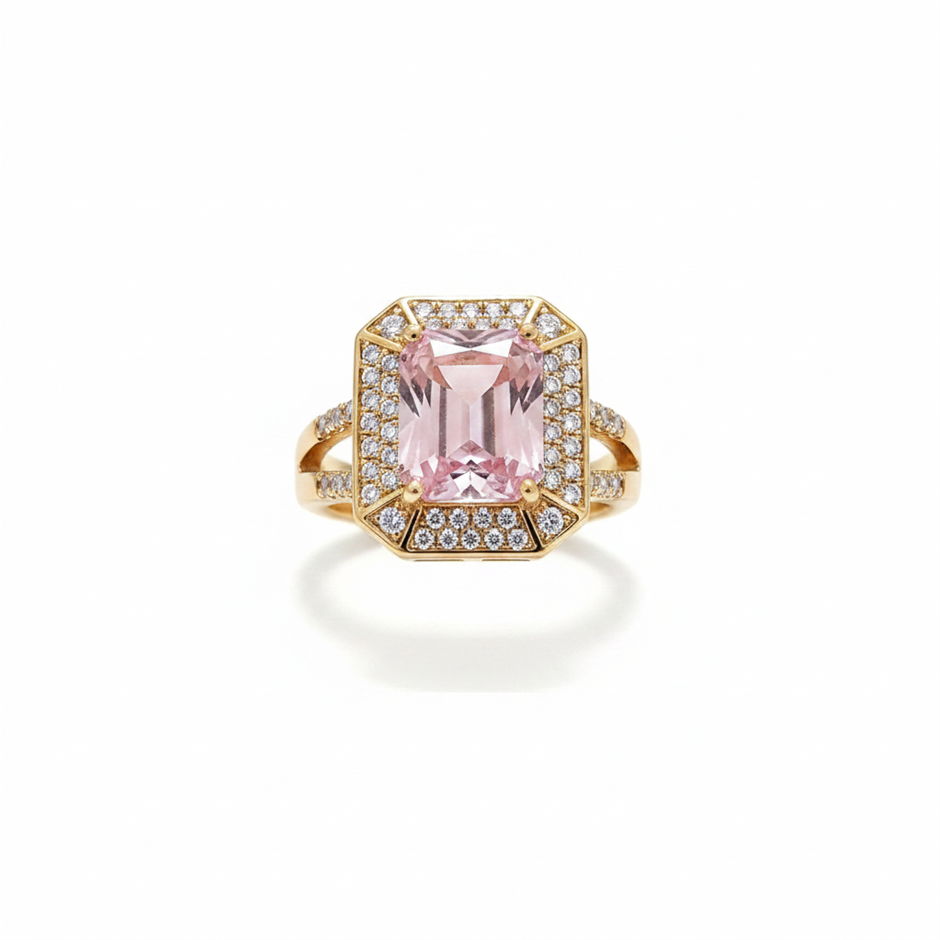 18K/Italy 8.0ct Emerald Cut  Yellw Gold Filled Ring(stamped)Warranty