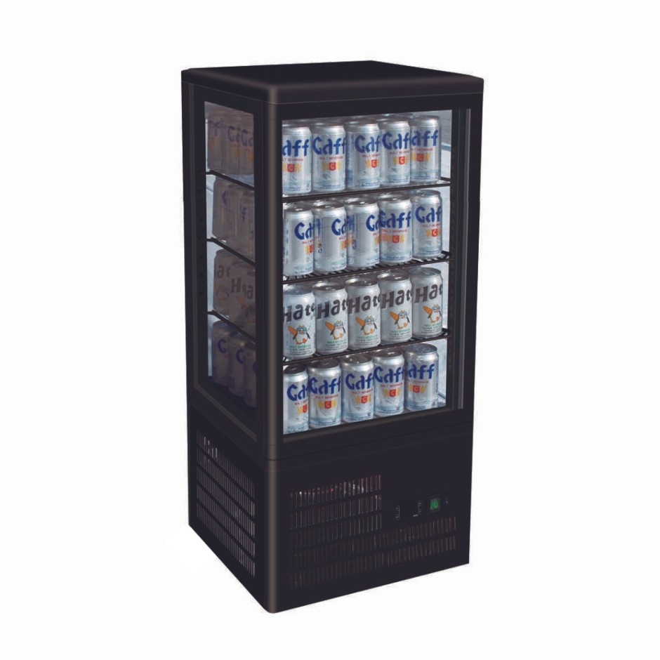 78L Four Sided Black Colourbond Countertop Display Fridge