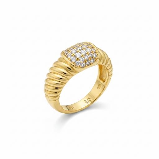 22K/Italy Gold Filled Ring -(stamped 22K/Italy)-9 US-Bonus Gift