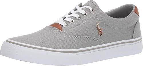 RALPH LAUREN POLO Men's Thorton Low Top Sneakers, US7.5D/EU40.5, Soft Grey,