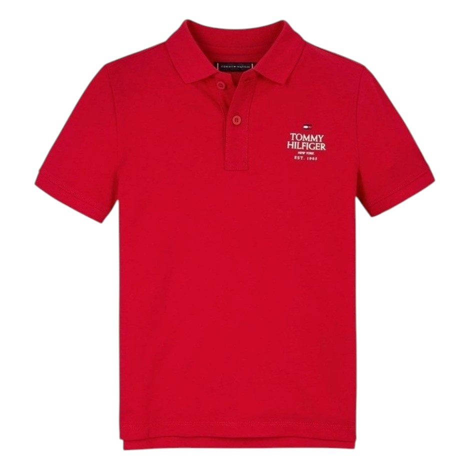 TOMMY HILFIGER Men's IC Stack Chest Reg Polo, Size M, 96% Cotton, Primary R