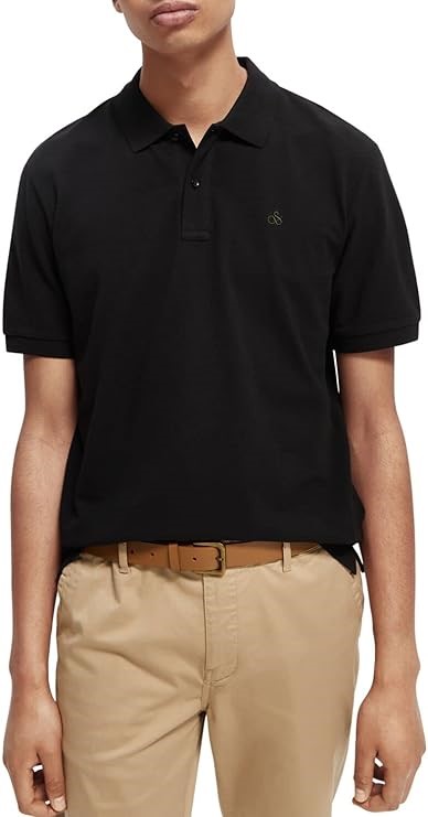 SCOTCH & SODA Men's Organic Cotton Classic Polo Shirt, Size L, Black, 16532
