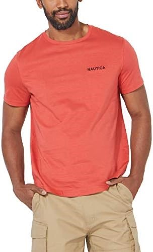 NAUTICA Men's Short Sleeve Crew Neck T-Shirt, Size L, Sunbarked Red, V82870
