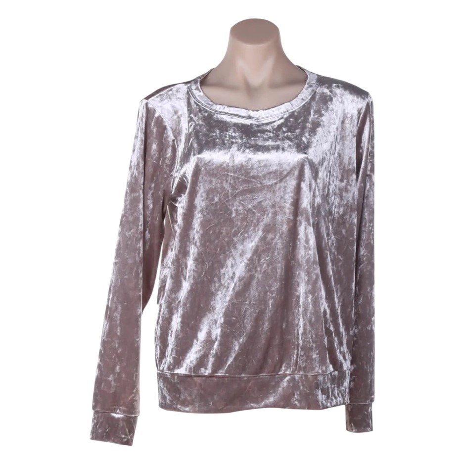 2 x MATTY M Women's Velvet Top, Size L, Champagne. Buyers Note - Discount