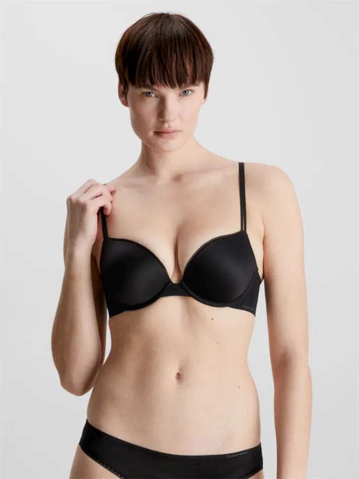 CALVIN KLEIN Women's Liquid Touch Push-Up Plunge Bra, Black, (10) 32DD, QF