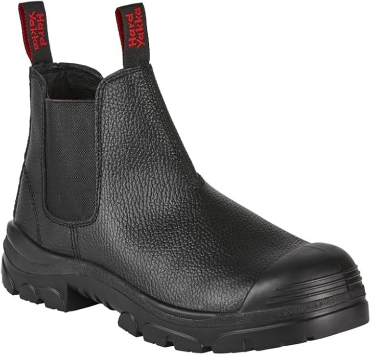 HARD YAKKA Men's Grit Pull On Steel Toe Safety Boot, US9/UK8, Black, Y60088