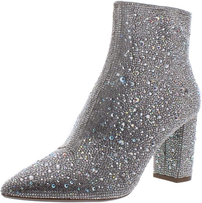 BETSEY JOHNSON Women's Cady Ankle Boot, Size 9.5, Rhinestone. Buyers Note