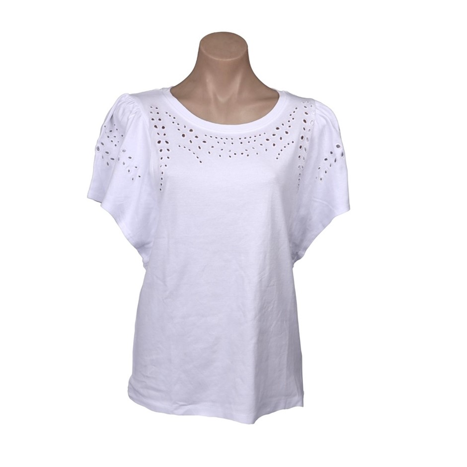 2 x LEO&NICOLE Women's Flutter Tee, Size M, 100% Cotton, White. Buyers Not