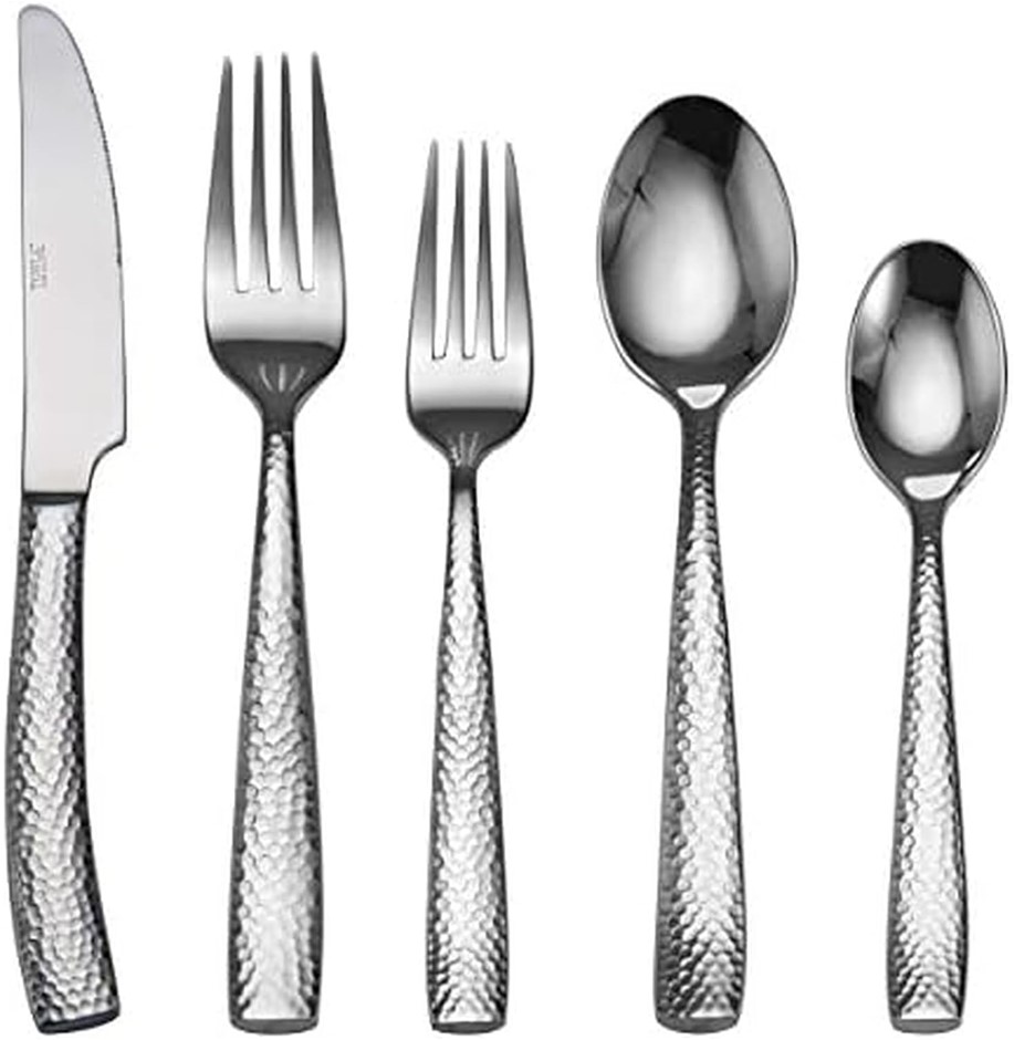 TOWLE LIVING 20-Piece Texture Stainless Steel Flatware Set, Service for 4