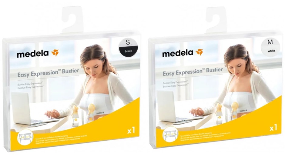 2 x MEDELA Easy Expression Bustier, Hands-Free Pumping Bra, White, Sizes Sm