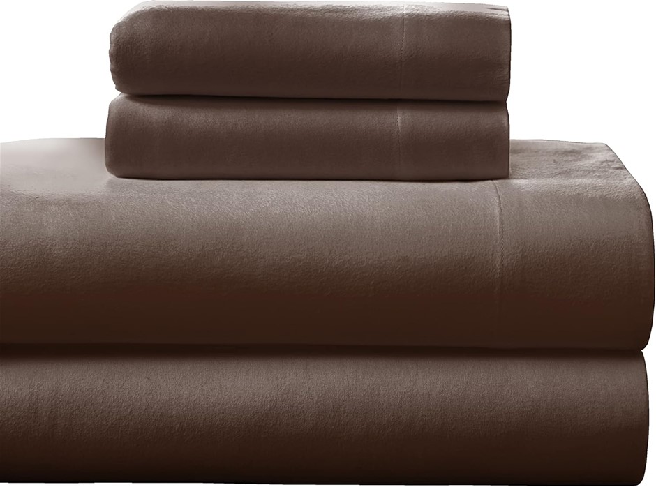 POINTEHAVEN Flannel Deep Pocket Sheet Set with Oversized Flat Sheet, Full,