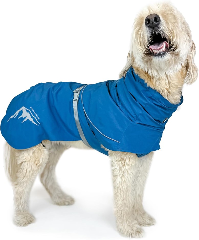 HUSKIMO Peak Dog Waterproof Raincoat, Fjord Blue, 22cm