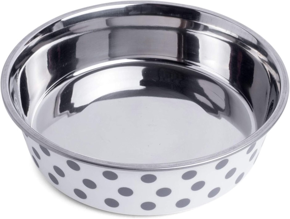 2 X PETFACE Spots Bella Bowl, 17 cm, Grey.