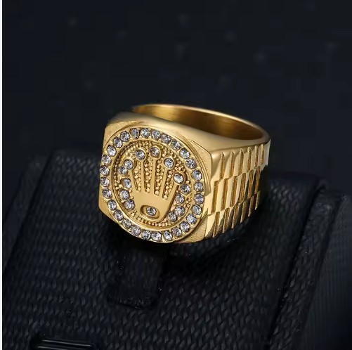 Italy 925 Silver Rolex Symbol Hip Hop Ring (stamps)-10 US
