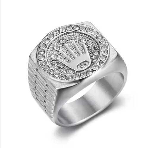 Italy 925 Silver Rolex Symbol Hip Hop Ring (stamps)-12 US