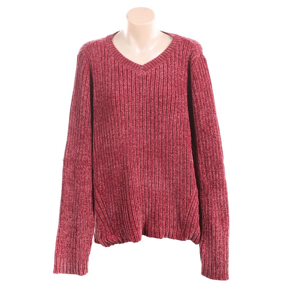 JACHS Women's V-Neck Soft Jumper, Size S, 100% Polyester, Red. Buyers Note