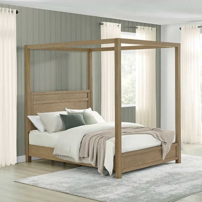 UNIVERSAL BROADMOORE Oaklynn Queen Wooden Canopy Bed Frame. N.B: Retail ret