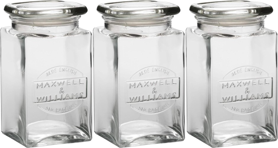 3 x MAXWELL & WILLIAMS Olde English Storage Jar, 1 Litre, Clear