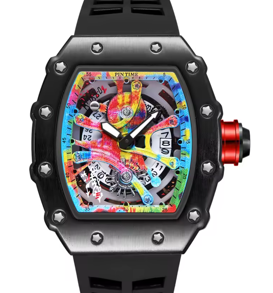 PINTIME QUARTZ GRAFITI DIAL 50MM  STEEL