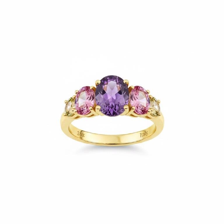18K/Italy 3.0ctw Oval Cut Yellow Gold Filled Ring Warranty Quality-7US