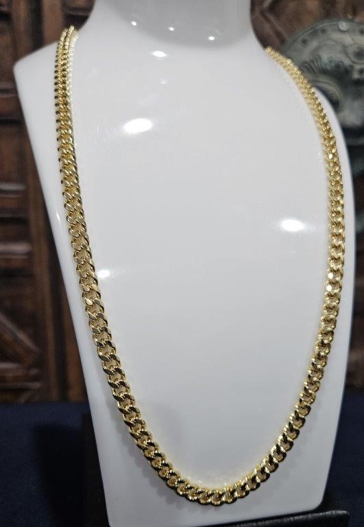 14K/Italy Stamped Yellow Gold Filled Cuban Chain -55cm-Bonus Gift