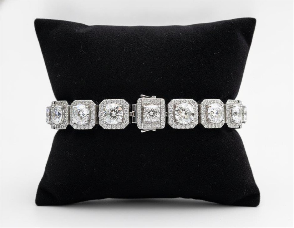 18k White Gold Filled Cuban Bracelet stamped(18K)-20cm