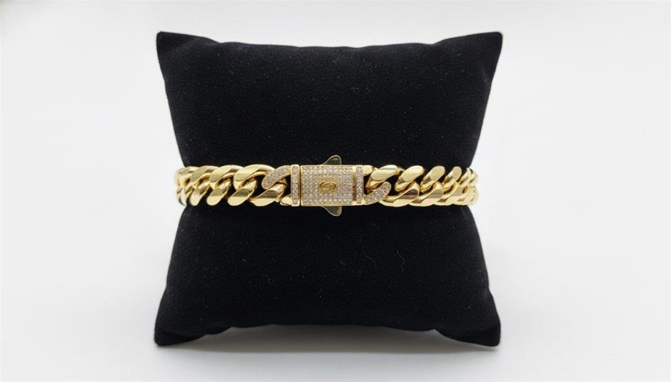 14K-Stamped Yellow Gold Filled Cuban Bracelet -22.8cm-12mm-Bonus Gift