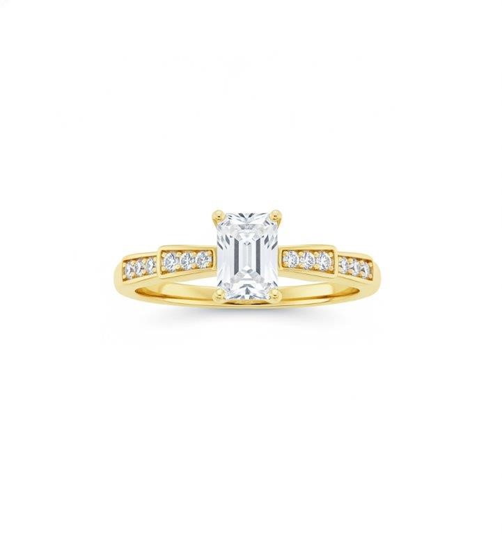 14K/Italy 0.5ct Emerald Cut Yellow Gold Filled Ring Warranty Quality-7US