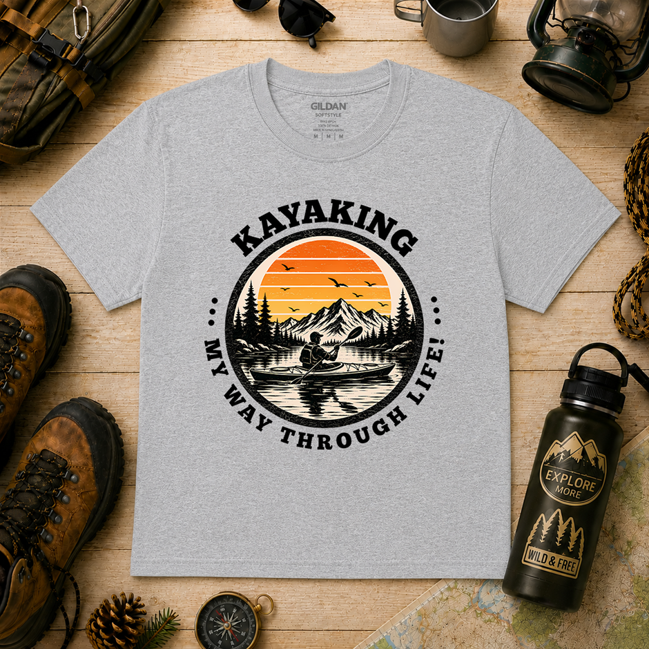 "Kayaking My Way Through Life T-Shirt!" Outdoor's Adventure - Xlarge