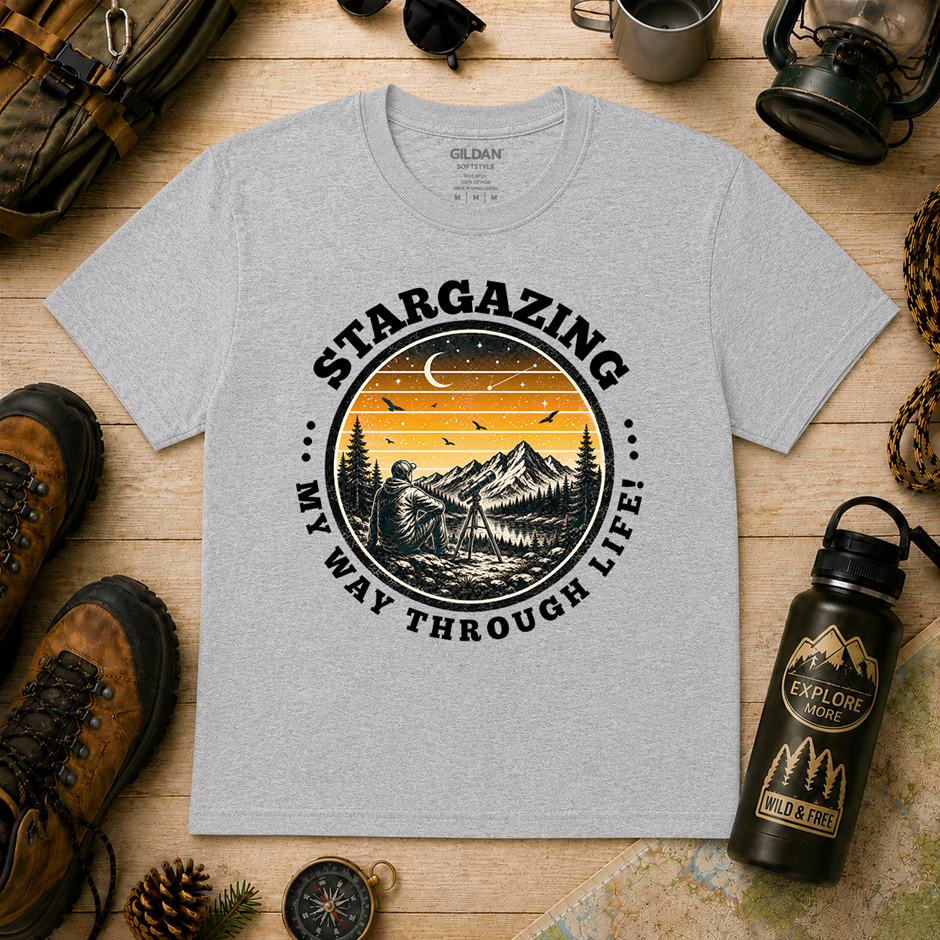 "Stargazing My Way Through Life Shirt!" Outdoor's Adventure - Large