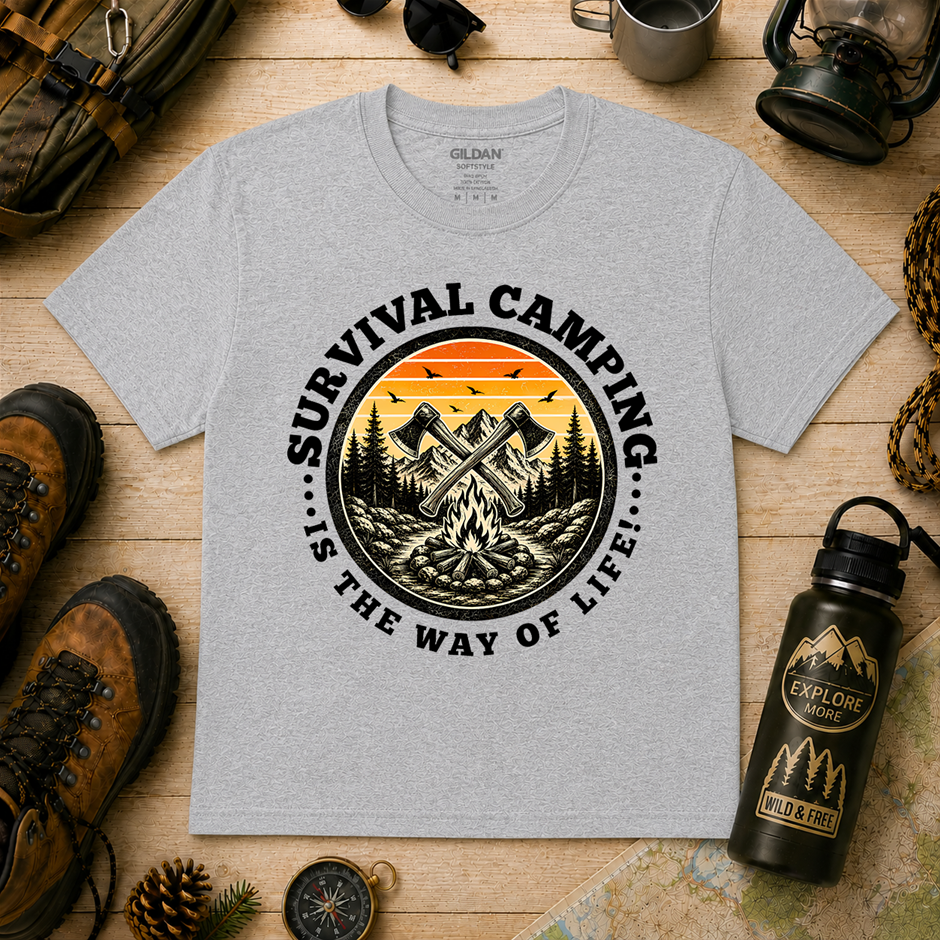 "Survival Camping Is The Way Of Life Shirt!" Outdoor's Adventure - Large