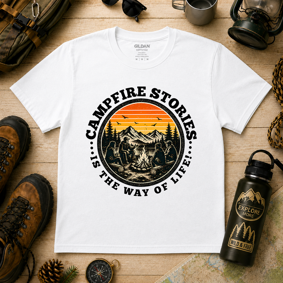 "Campfire Stories Is The Way Of Life T-Shirt!", Outdoor's Adventure -Xlarge