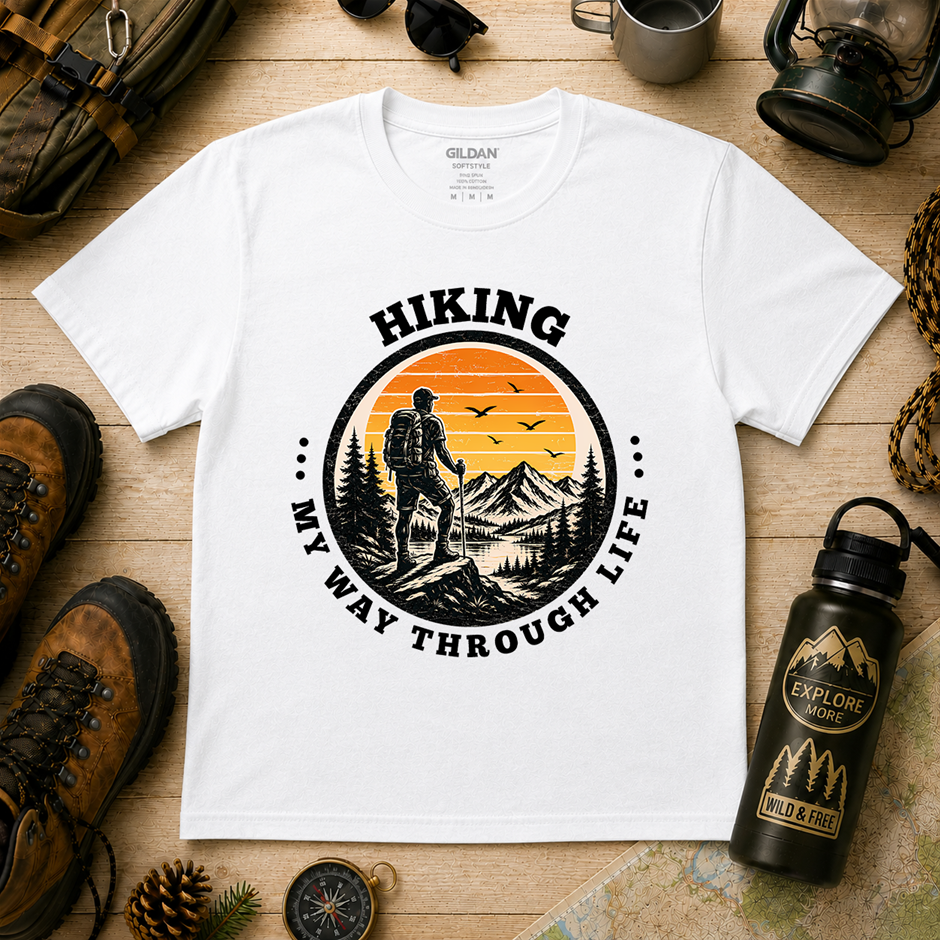 "Hiking My Way Through Life T-Shirt!" Outdoor's Adventure - Large