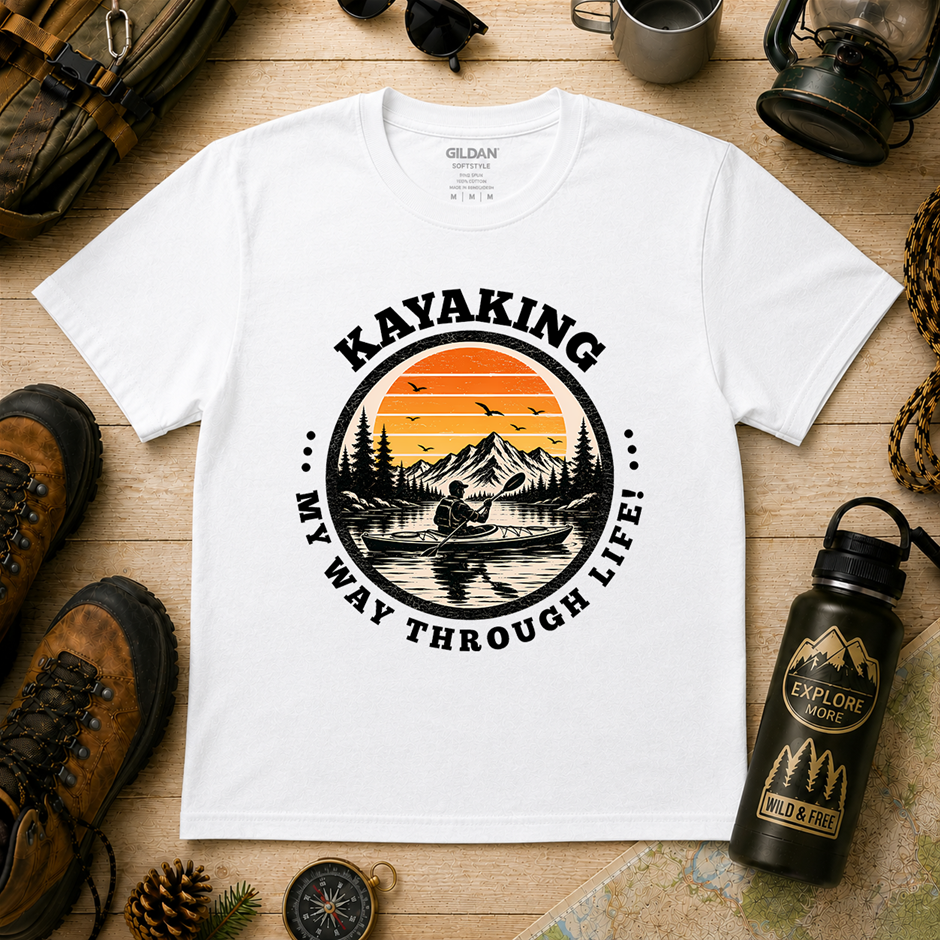 "Kayaking My Way Through Life T-Shirt!" Outdoor's Adventure - Xlarge