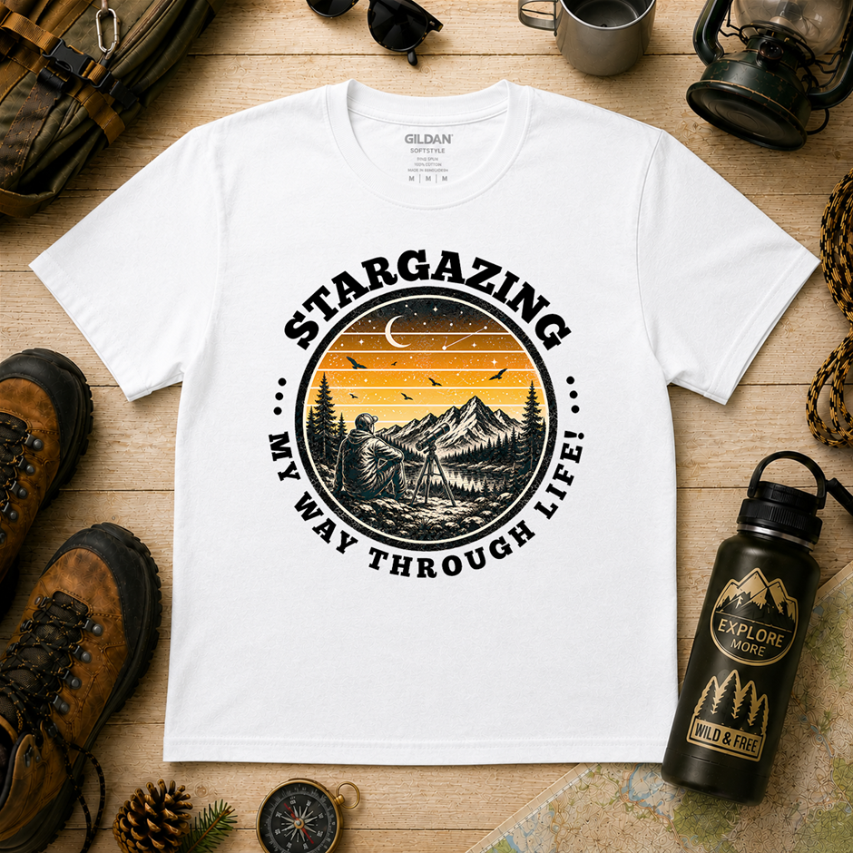 "Stargazing My Way Through Life Shirt!" Outdoor's Adventure - Xlarge