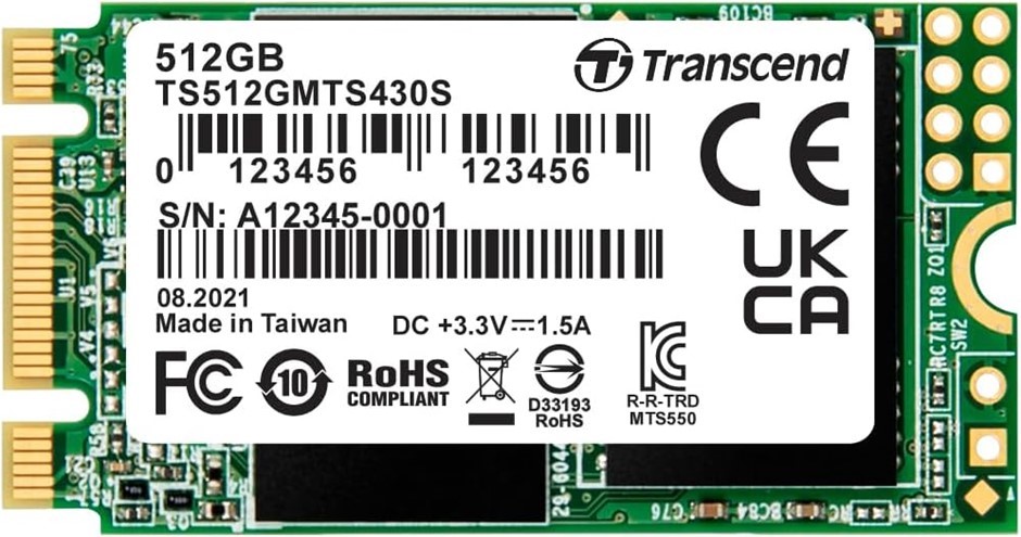 Transcend 512GB SATA III 6GB/S MTS430S 42 mm M.2 SSD 430S Solid State Drive